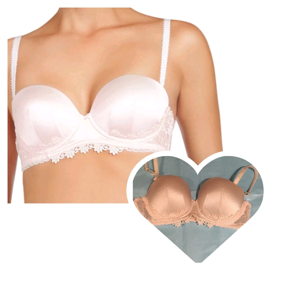 Stella McCartney Peach Satin Push-up Lace Bra